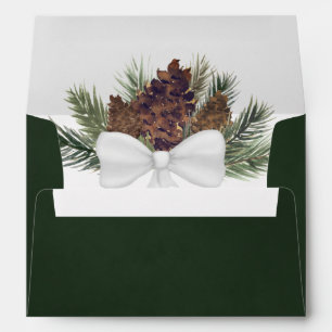 Enveloppe Rustique Aquarelle Pinecones Élégant Mariage Vert