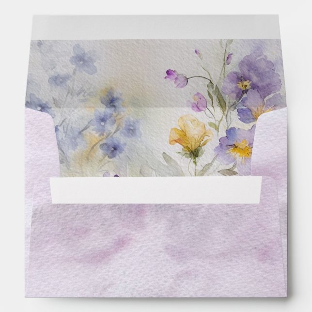 Enveloppe Rustique Aquarelle violet et jaune (Dos (Bas))