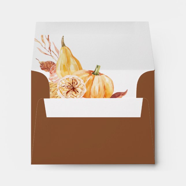 Enveloppe Rustique Automne Floral Citrouille Mariage RSVP Te (Dos (Bas))