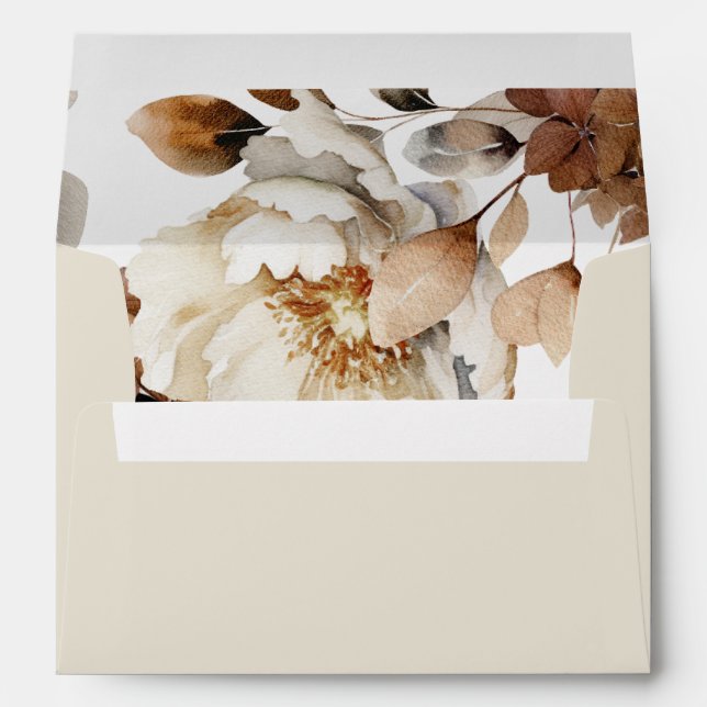 Enveloppe Rustique Automne Floral Mariage élégant (Dos (Bas))