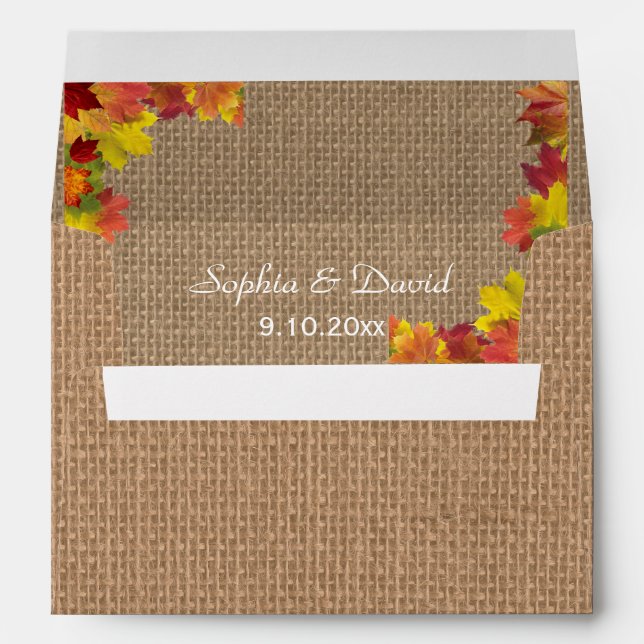 Enveloppe Rustique Automne laisse Burlap Mariage personnalis (Dos (Bas))