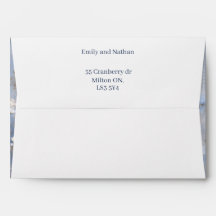 Enveloppe rustique blanche et bleue