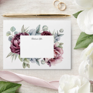 Enveloppe Rustique Bourgogne et Plum Fall Floral