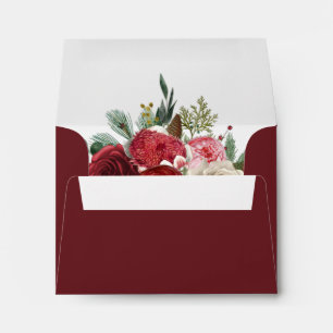 Enveloppe Rustique Bourgogne Hiver Mariage Floral RSVP Retou