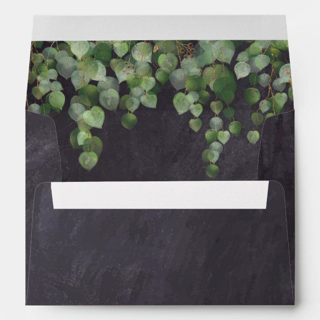 Enveloppe Rustique Chalkboard Eucalyptus Mariage de verdure (Dos (Bas))