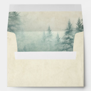 Enveloppe Rustique Chasseur d'aquarelle Mariage de pin vert