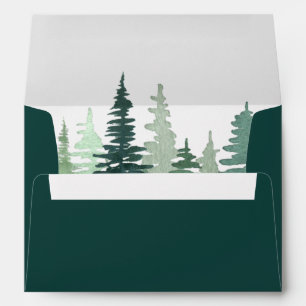 Enveloppe Rustique Chasseur d'aquarelle Mariage de pin vert