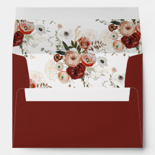Enveloppe Rustique Elégant Marsala Blush Ivory Fall Floral A