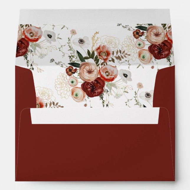 Enveloppe Rustique Elégant Marsala Blush Ivory Fall Floral A (Dos (Bas))