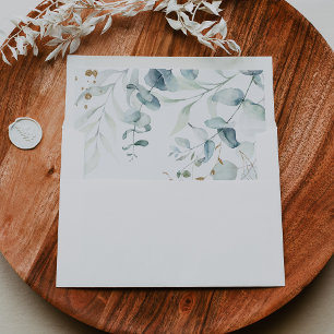 Enveloppe Rustique Eucalyptus Gold Floral auto-adressé RSVP
