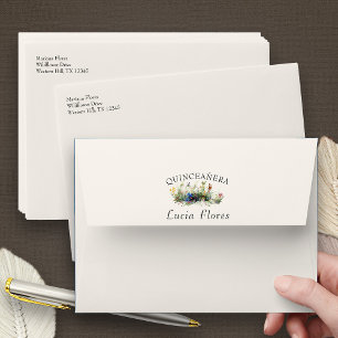 Enveloppe Rustique Fleur sauvage Cream Quinceanera Invitatio