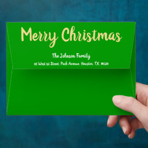 Enveloppe Rustique Joyeux Noël Vert Or Courrier de Fêtes