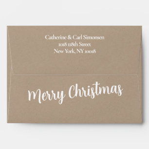 Enveloppe Rustique Kraft Joyeux Noël Blanc Adresse de retour
