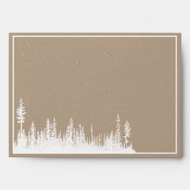 Enveloppe Rustique Kraft Joyeux Noël Blanc Bois (Devant)