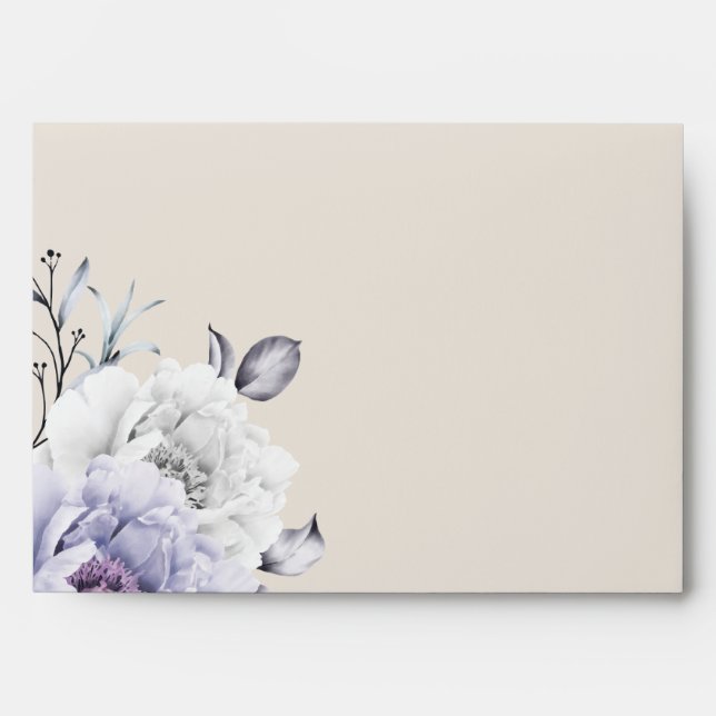 Enveloppe Rustique Lilac et Albâtre Peony Floral (Devant)