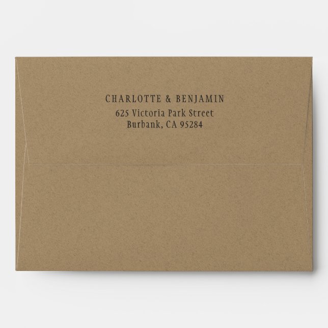 Enveloppe Rustique Mariage papier Kraft (Dos (Haut rabat))
