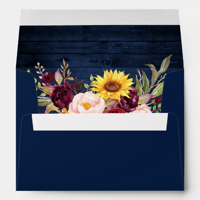 Enveloppe Rustique mixte Florale Bleu Bois Invitat (Dos (Bas))
