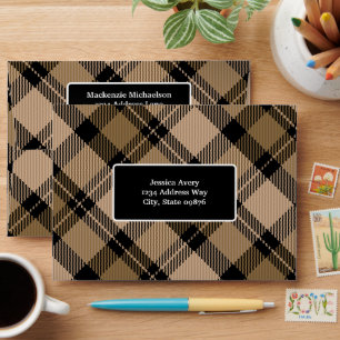Enveloppe Rustique moderne automne Brown Tartan Plaid Person