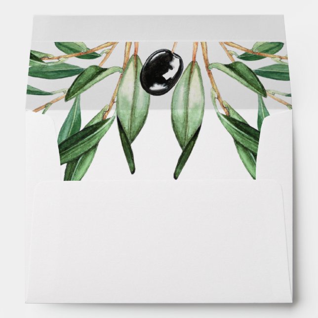 Enveloppe Rustique moderne géométrique Branches d'olive Mari (Dos (Bas))