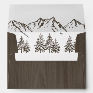 Enveloppe Rustique Mountain Elegant Mariage d'aquarelle pin