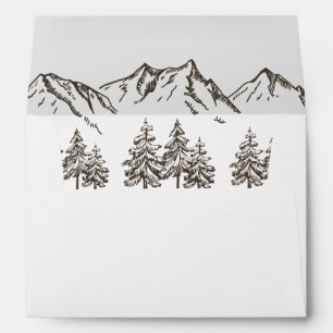 Enveloppe Rustique Mountain Elegant Mariage d'aquarelle pin
