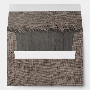 Enveloppe Rustique Pays Bois et Burlap Distressed Shabby