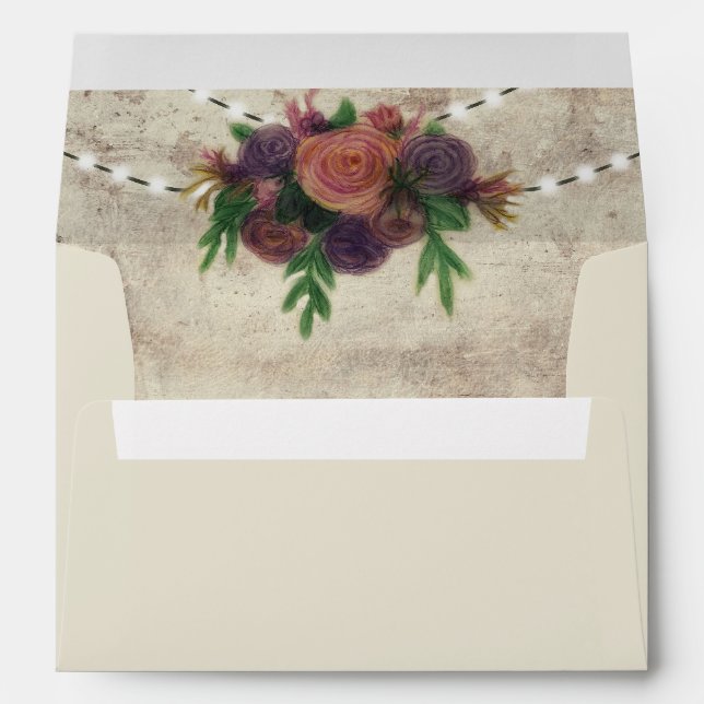 Enveloppe Rustique Rose aquarelle & Mariage Mason Jar (Dos (Bas))
