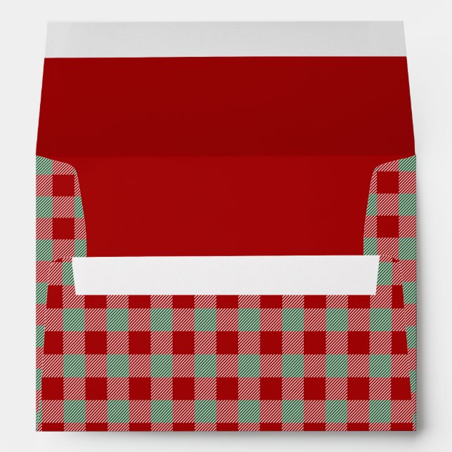 Enveloppe Rustique rouge plaid modèle Noël (Dos (Bas))