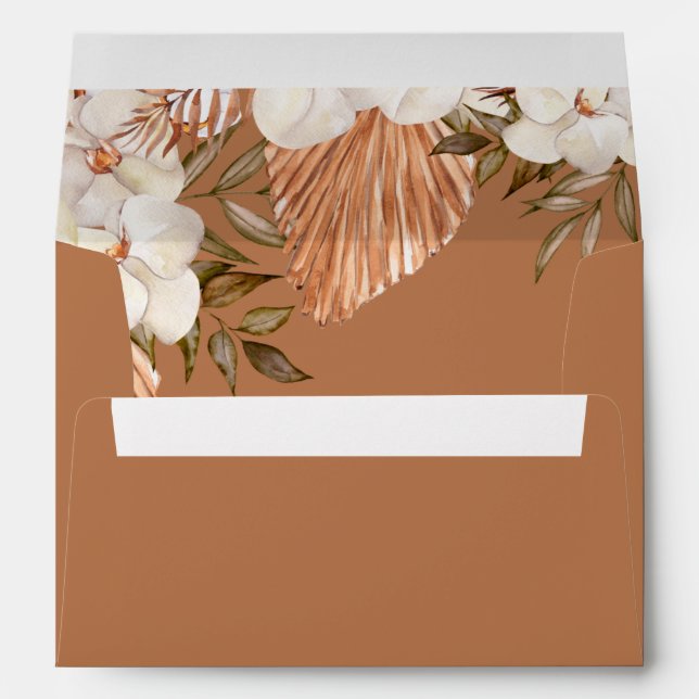 Enveloppe Rustique Terracotta Boho Pampas Orchidées Mariage (Dos (Bas))