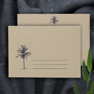 Enveloppe Rustique Tropical Beach Palm Tree Marine Kraft