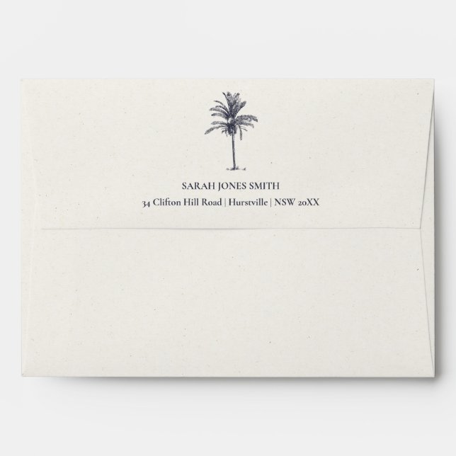 Enveloppe Rustique Tropical Beach Palm Tree Marine Kraft (Dos (Haut rabat))