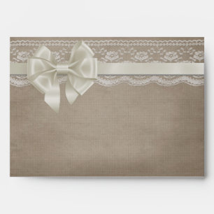 Enveloppe Rustique Vintage Burlap & Dentelle