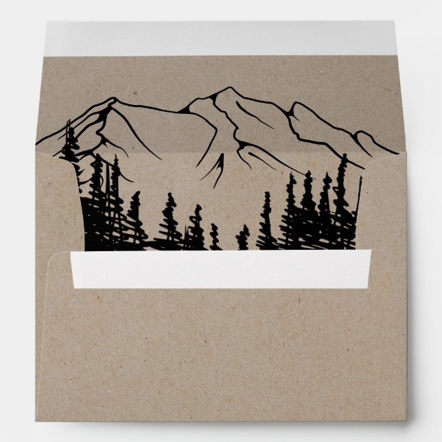 Enveloppe Rustique Woodsy Mountain Faire-part de mariage (Dos (Bas))