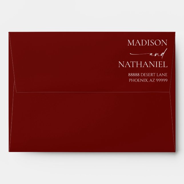 Enveloppe Rusty Burgundy Brown Floral Flower Wedding (Dos (Haut rabat))