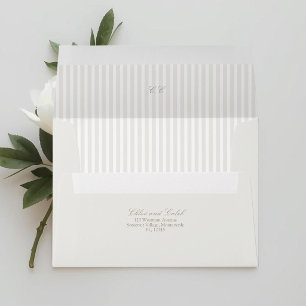Enveloppe Sable Taupe   Mariage Botanique Ovale Rayé