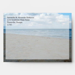 Enveloppe Sables bleu et Brown ~ Mariage plage