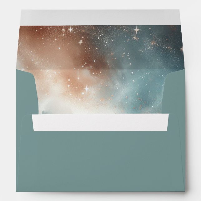 Enveloppe Sage and Terracotta Stardust Skies Wedding (Dos (Bas))