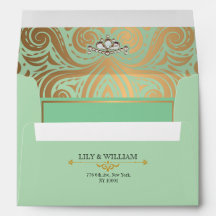 Sage Élégant Art Déco Diamant Or Mariage