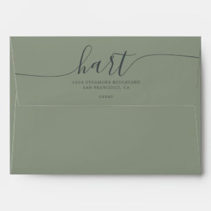 Enveloppe Sage Green avec le script noir Adresse de retour