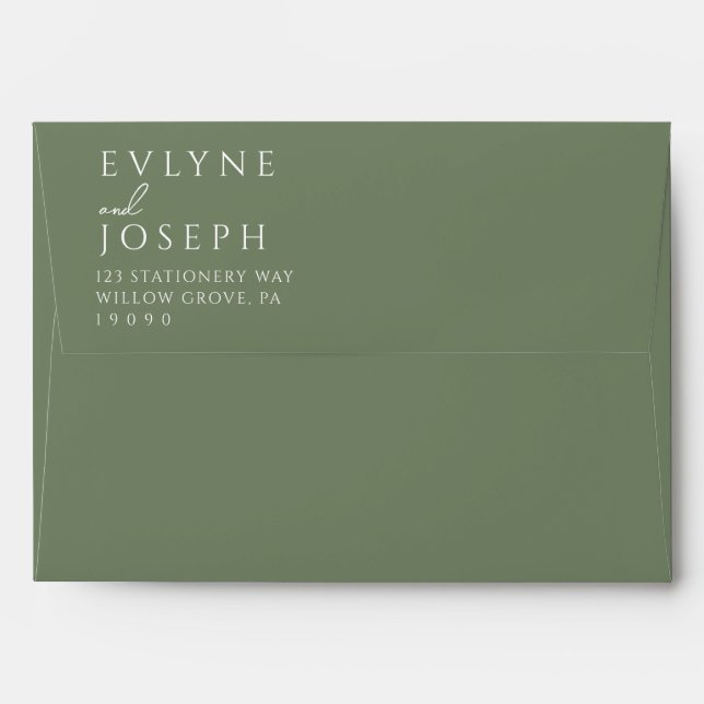 Enveloppe Sage Green Boho Chic Bold Mariage unique (Dos (Haut rabat))