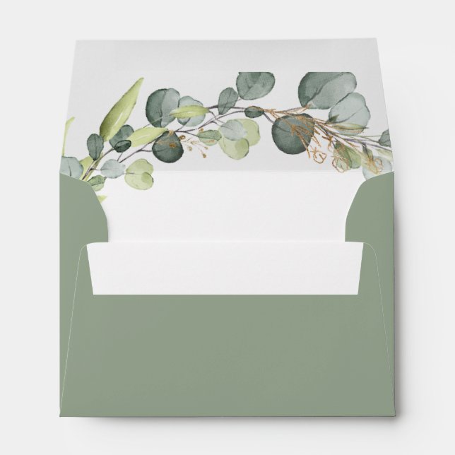 Enveloppe Sage Green Détails du Mariage Eucalyptus Green (Dos (Bas))