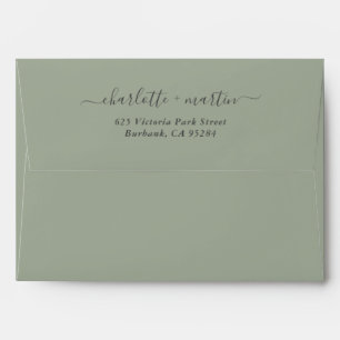 Enveloppe Sage Green Elegant Script Retourner Adresse Mariag