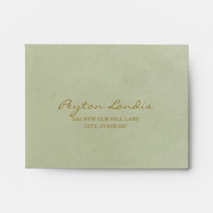 Enveloppe Sage Green et Gold Mariage RSVP Retour