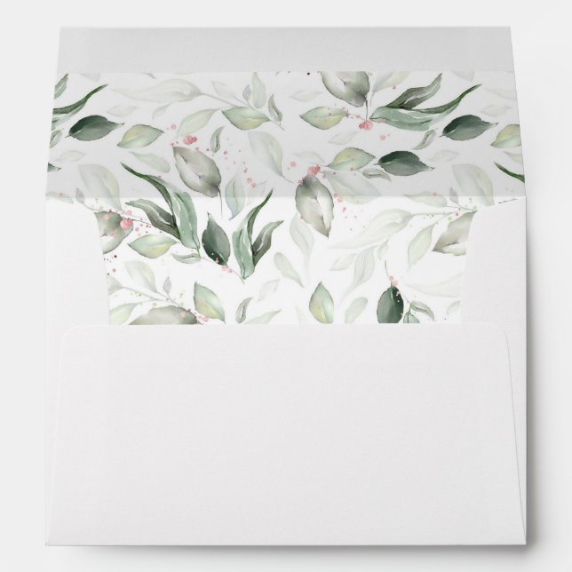 Enveloppe Sage Green et Rose Gold Foliage Élégant (Dos (Bas))