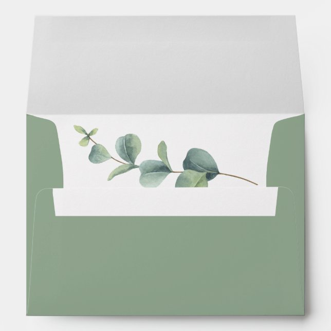 Enveloppe Sage Green Eucalyptus Mariage Adresse de retour (Dos (Bas))
