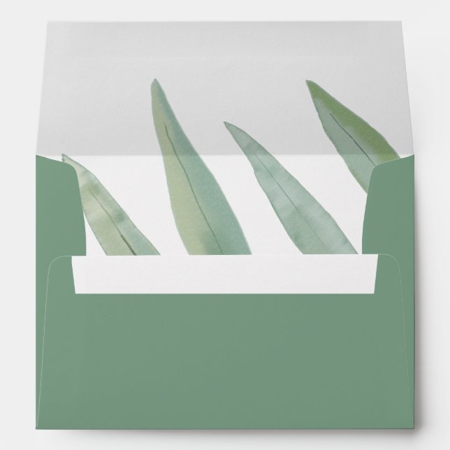 Enveloppe Sage Green Faire-part de mariage, Botanique (Dos (Bas))