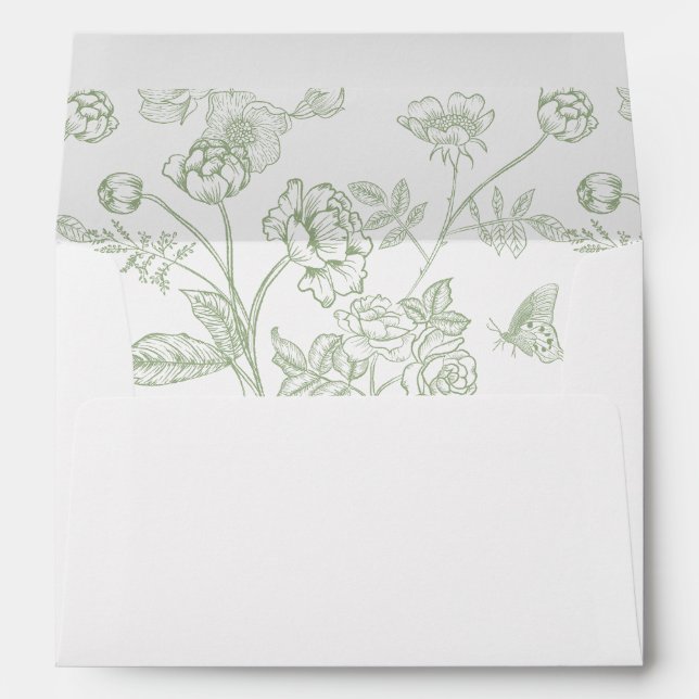 Enveloppe Sage Green Floral Faire-part de mariage (Dos (Bas))