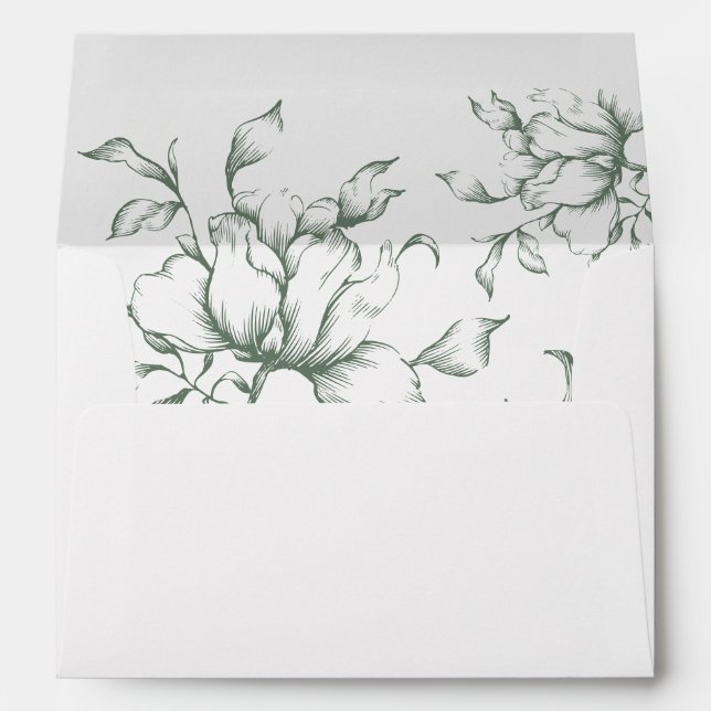 Enveloppe Sage Green Floral Faire-part de mariage (Dos (Bas))