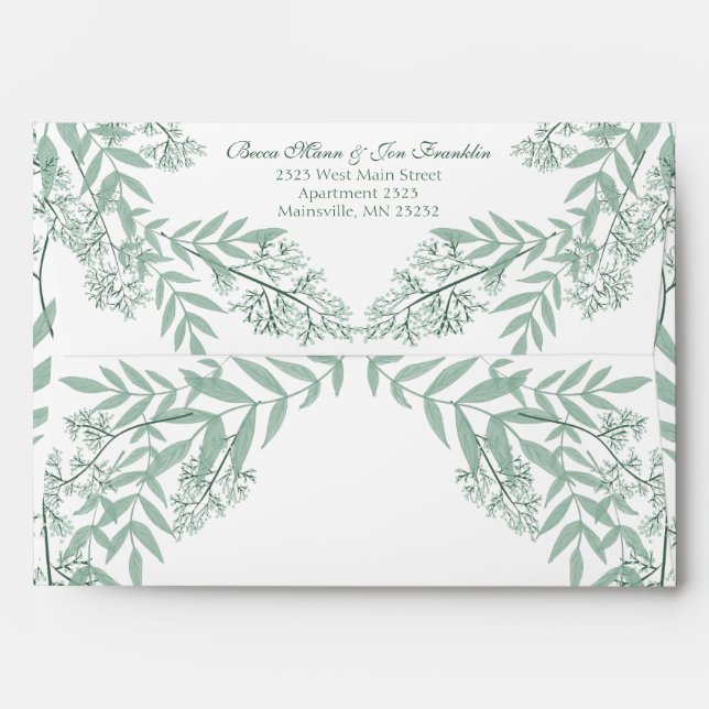 Enveloppe Sage Green Mariage Vintage Botanique (Dos (Haut rabat))
