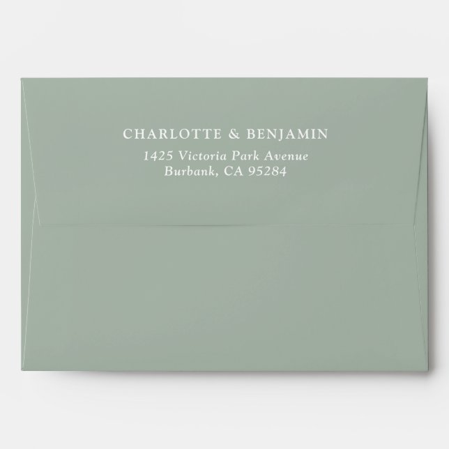 Enveloppe Sage Green Modern Custom Wedding 5.25x7.25 (Dos (Haut rabat))
